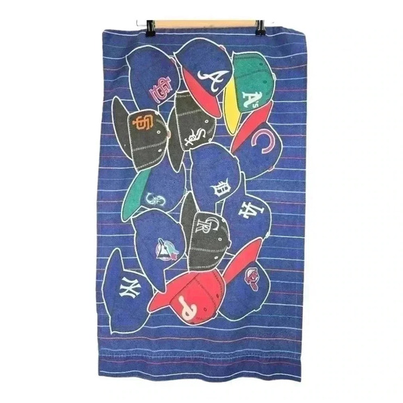 Vintage The Bibb Company MLB Multi Baseball Hat Pillow Case Blue *READ* - Picture 1 of 16